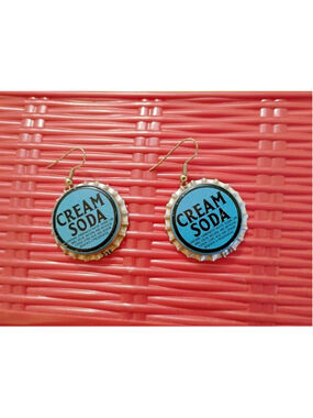 Cream Soda Pop Bottlecap Earrings
